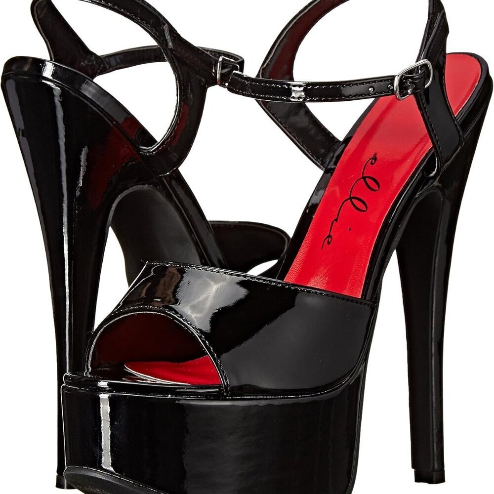 Women's Faux Patent Leather Platform Sandal 2-Piece Rubber Sole Heel Size 8 - Picture 7 of 8
